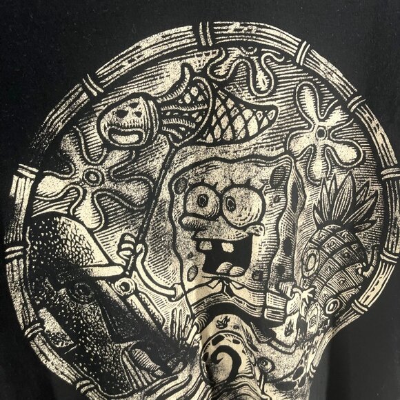 SpongeBob SquarePants T-Shirt Large Black Graphic Tee 100% Cotton Nickelodeon - Picture 2 of 4